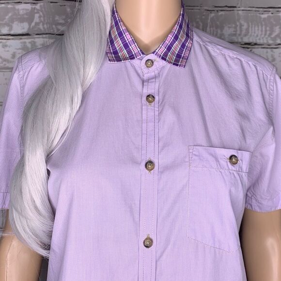 Ted Baker London Short Sleeve Lilac Gingham Button Down Size 6 - Picture 2 of 6